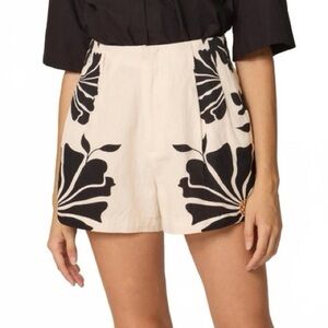 NWT Cleobella Cream and Black High-Waist Floral Shorts